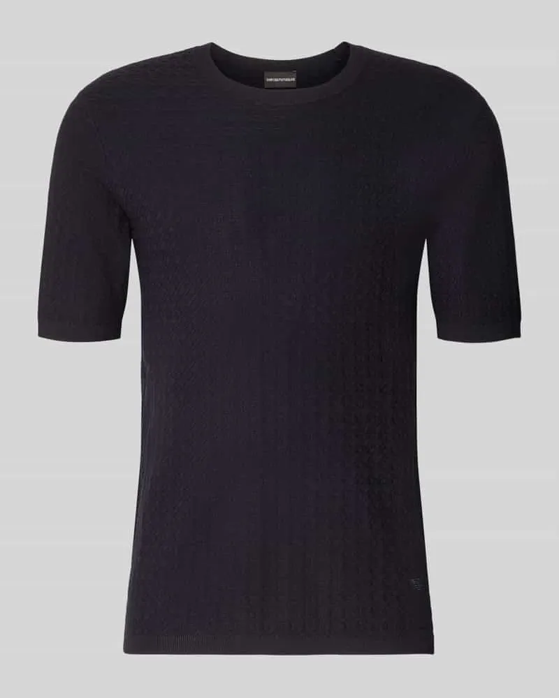 Emporio Armani T-Shirt aus Viskose-Mix in Strick-Optik Marine