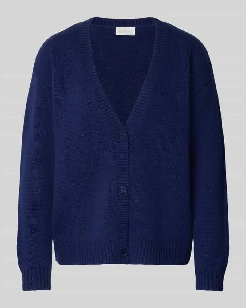 Fynch-Hatton Relaxed Fit Cardigan aus reiner Wolle in Strick-Optik Marine