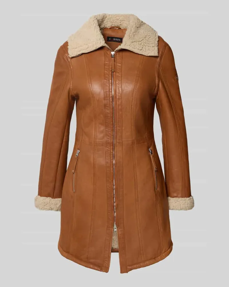 CABRINI Lederjacke mit Teddyfutter Cognac