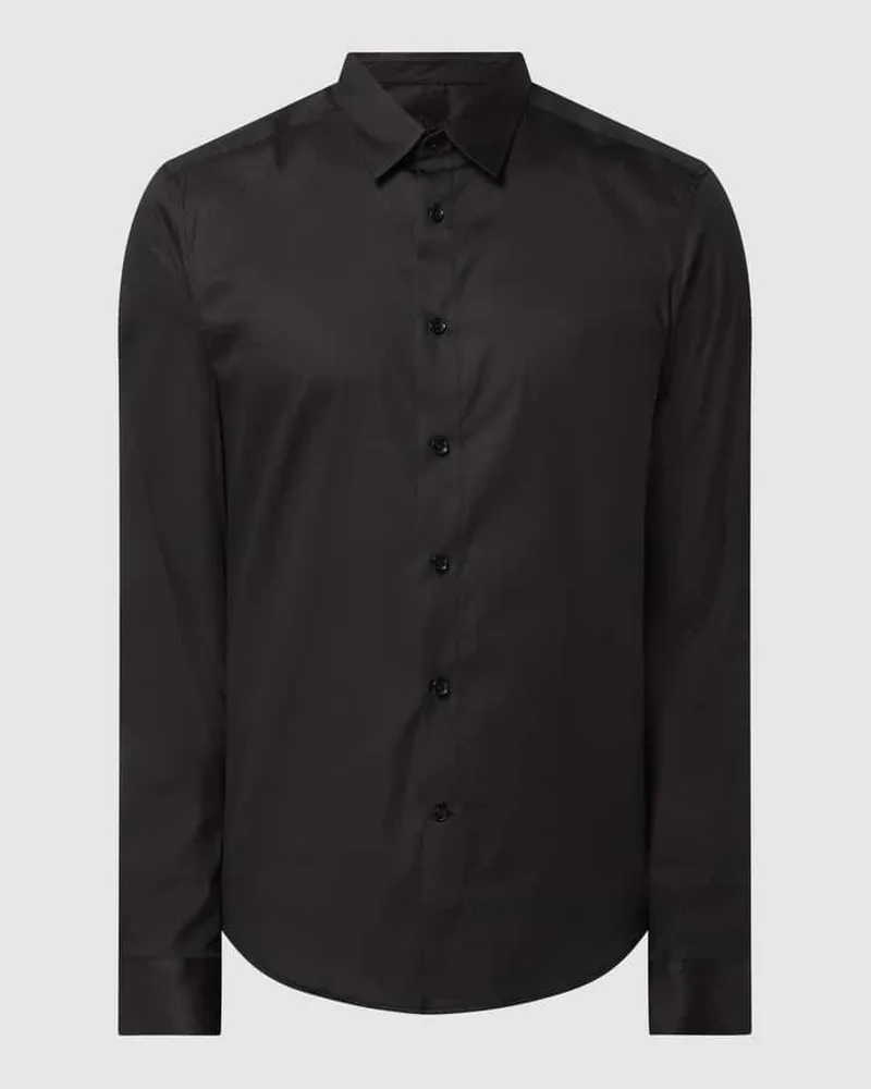 Mos Mosh Slim Fit Business-Hemd mit Stretch-Anteil Modell 'Manny Black