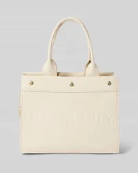 Hey Marly Lederhandtasche mit Label-Prägung Ecru