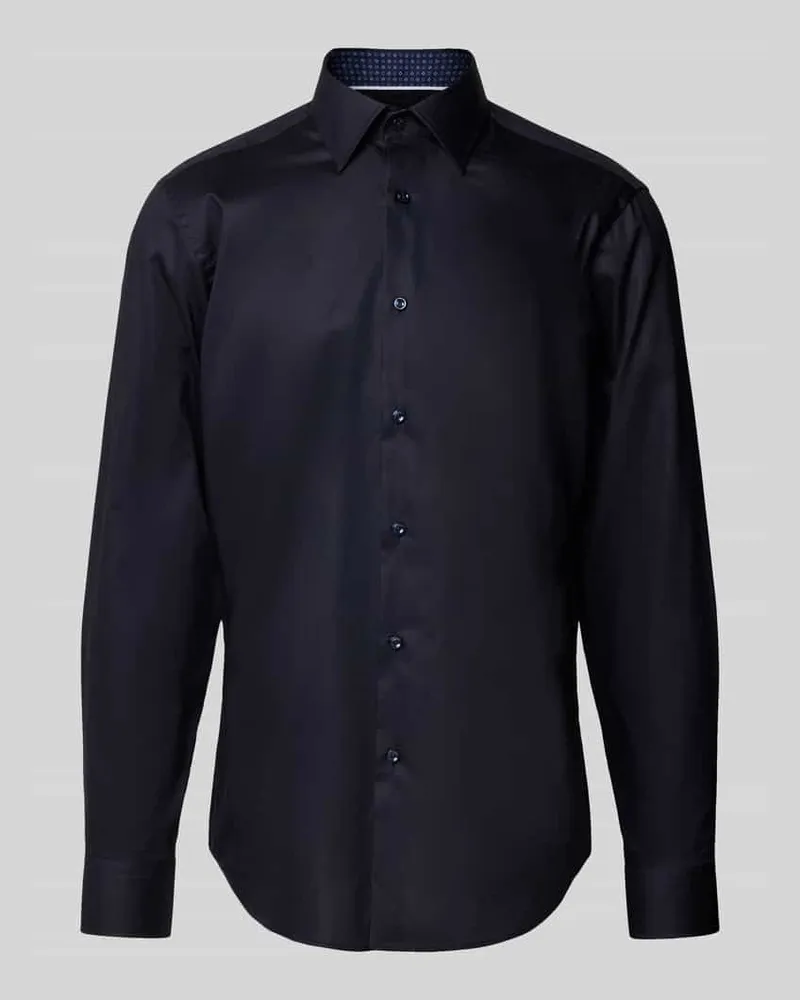 HUGO BOSS Regular Fit Businesshemd aus reiner Baumwolle Marine