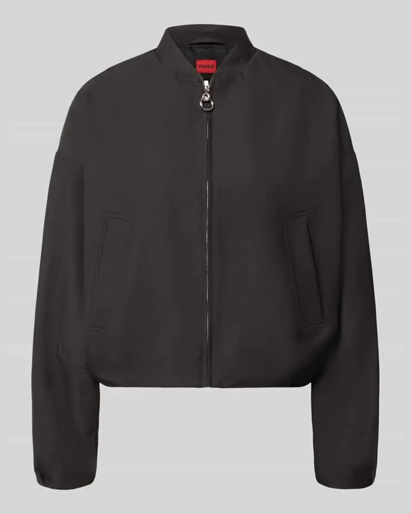 HUGO BOSS Regular Fit Bomberjacke mit Zweiwege-Reißverschluss Modell 'Antean-1 Black
