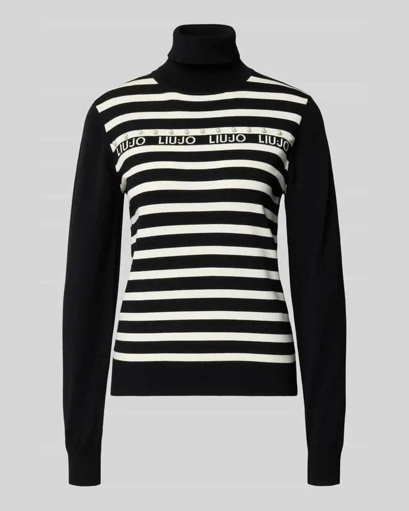 Liu Jo Slim Fit Rollkragenpullover aus Viskose-Mix in Strick-Optik Black