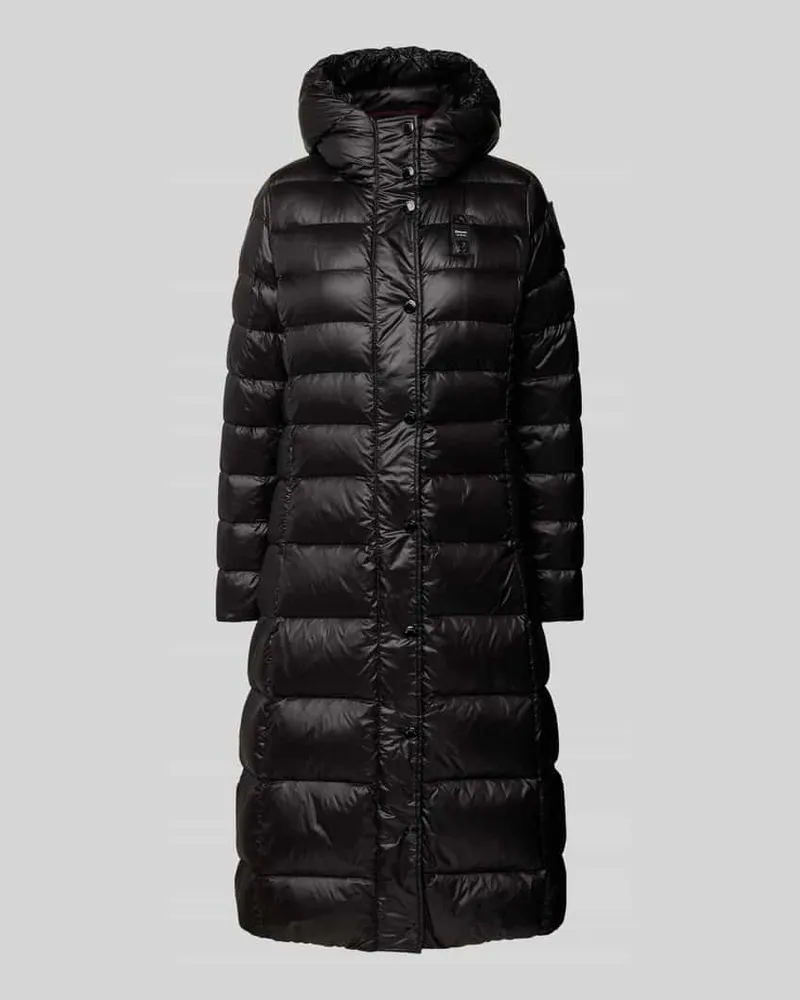 Blauer Steppmantel mit Kapuze Black