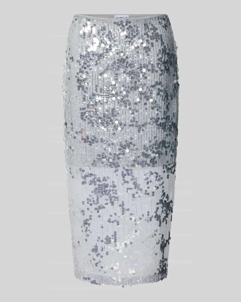 MARELLA Midirock mit Paillettenbesatz Modell 'SARCA Silber