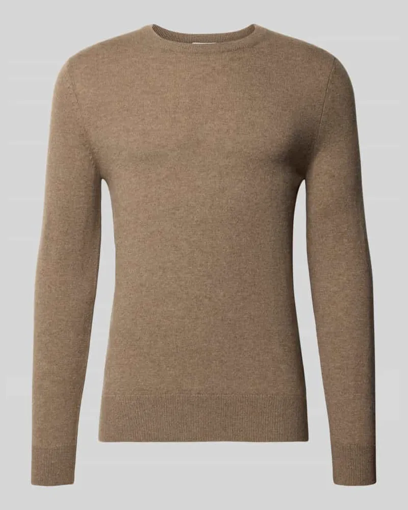 Profuomo Regular Fit Strickpullover aus reinem Kaschmir Mittelbraun