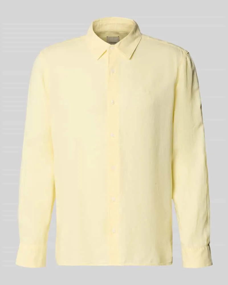 Calvin Klein Regular Fit Freizeithemd aus Leinen-Lyocell-Mix Hellgelb