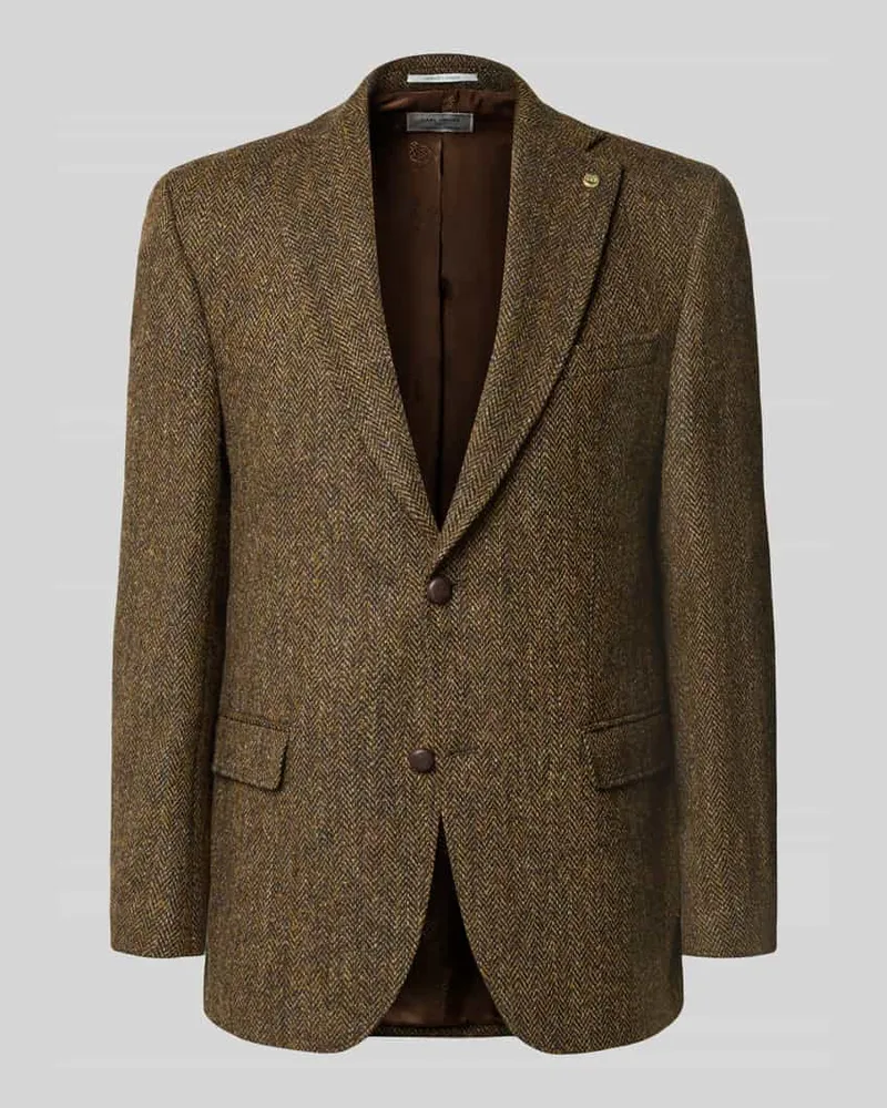 Carl Gross Slim Fit 2-Knopf-Sakko mit Pattentaschen Modell 'Theo Hellbraun