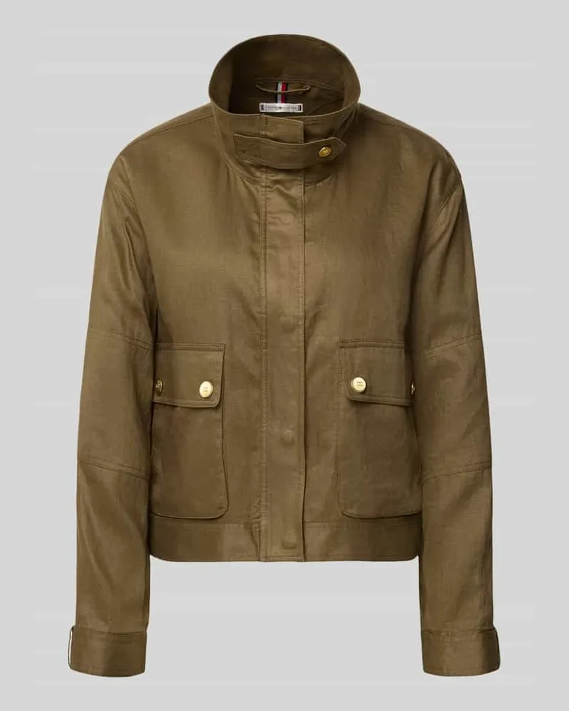 Tommy Hilfiger Relaxed Fit Utility-Jacke aus reinem Leinen Oliv