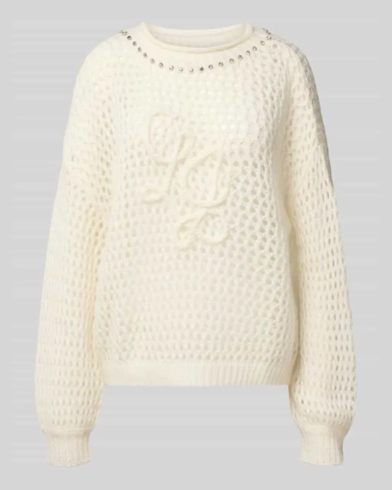 Liu Jo Oversized Strickpullover mit Mohair- und Lanawoll-Anteil Offwhite