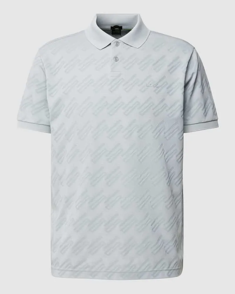 HUGO BOSS Regular Fit Poloshirt mit Allover-Muster Modell 'Pirax Hellgrau