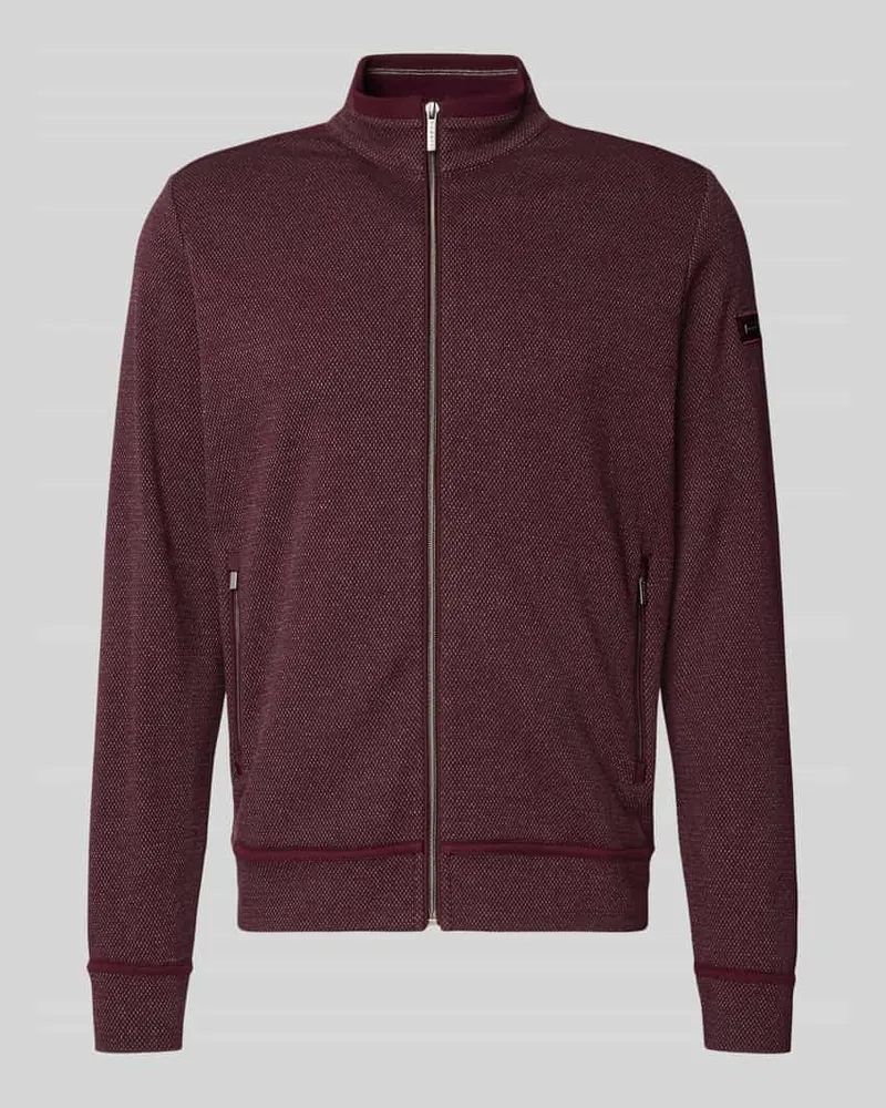 Bugatti Sweatjacke mit Stehkragen Bordeaux