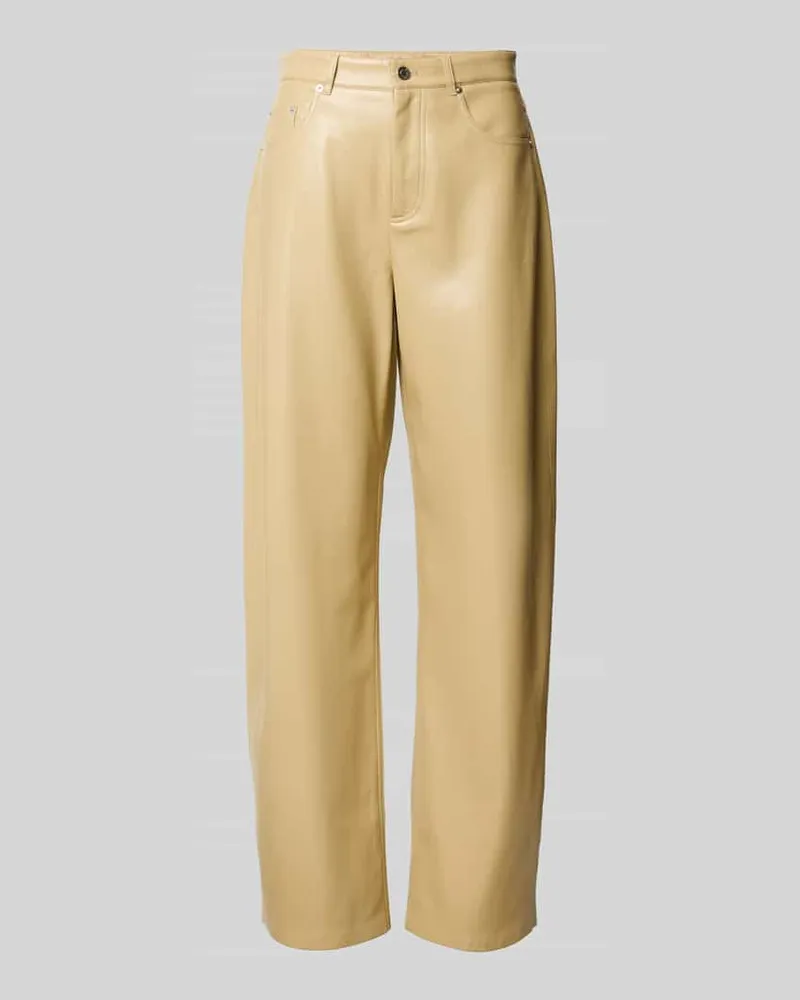 Nanushka Straight Fit Hose in Leder-Optik Beige