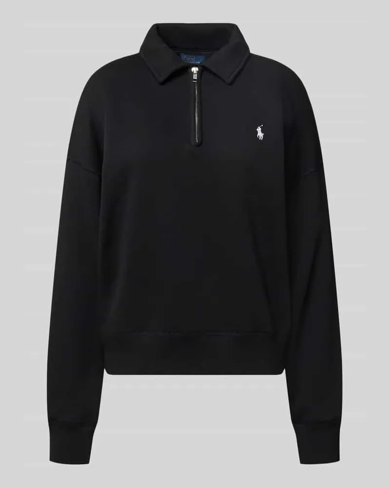 Ralph Lauren Sweatshirt mit Polokragen und Label-Stitching Black