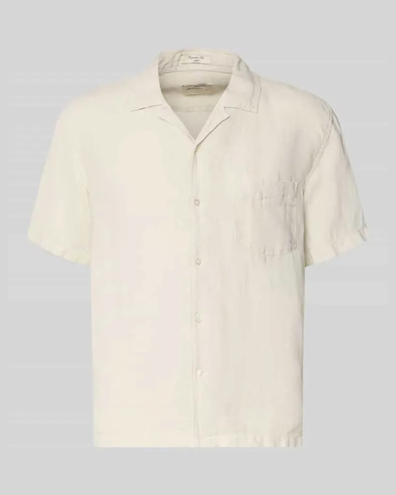 Gant Regular Fit Leinenhemd mit Brusttasche und Label-Stitching Beige