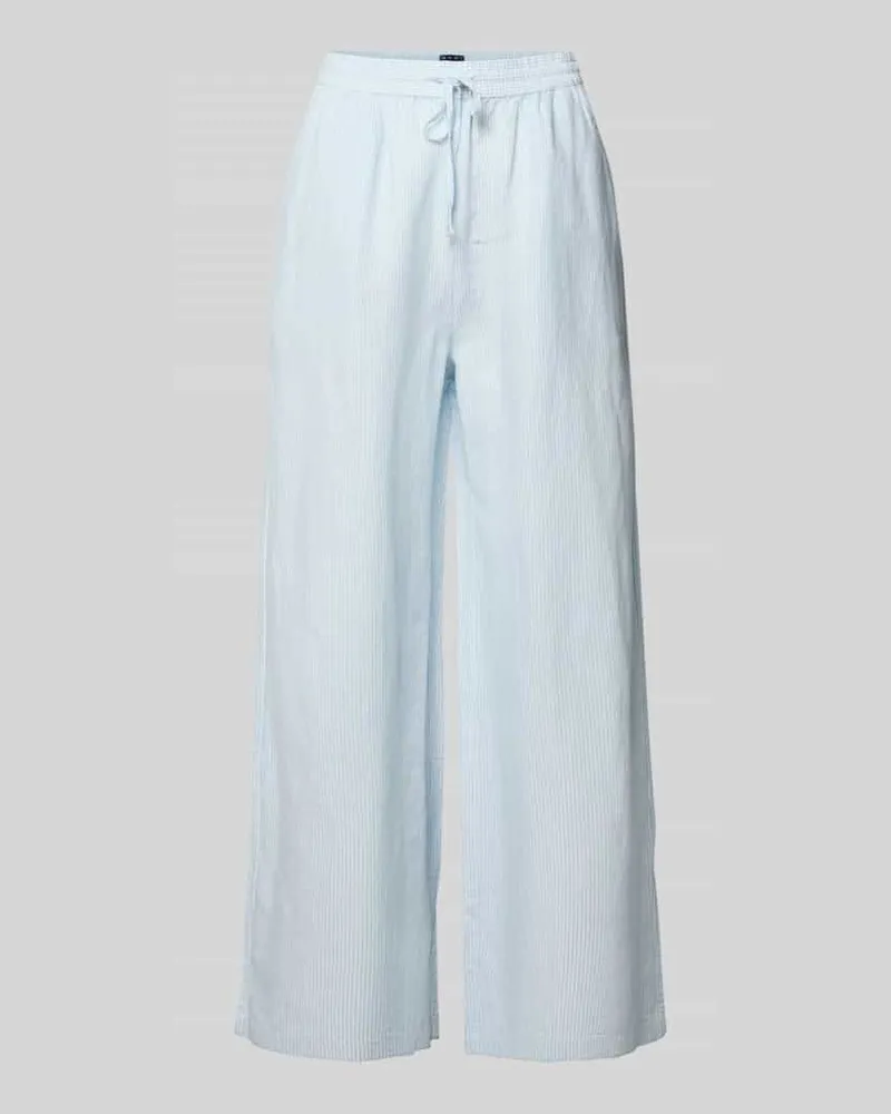 Tommy Hilfiger Weite Hose aus Leinen-Mix mit Tunnelzug Hellblau