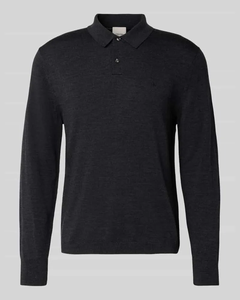 Calvin Klein Strickpullover mit Polokragen Anthrazit