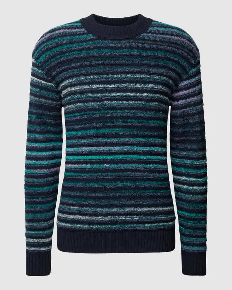 HUGO BOSS Regular Fit Strickpullover aus Leinen-Mix Blau