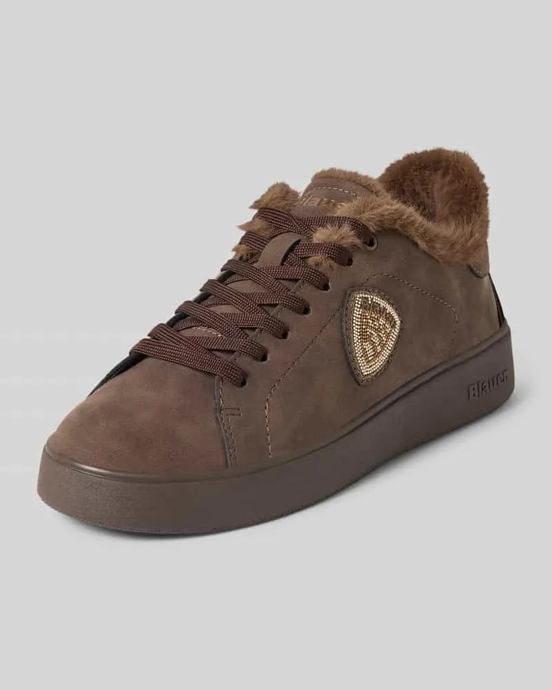 Blauer Sneaker mit Logo-Detail Dunkelbraun