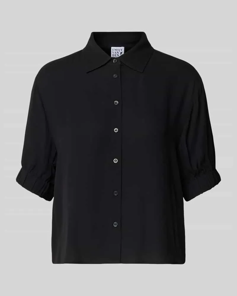 Emily van den Bergh Regular Fit Bluse aus Viskose mit 1/2-Arm Black