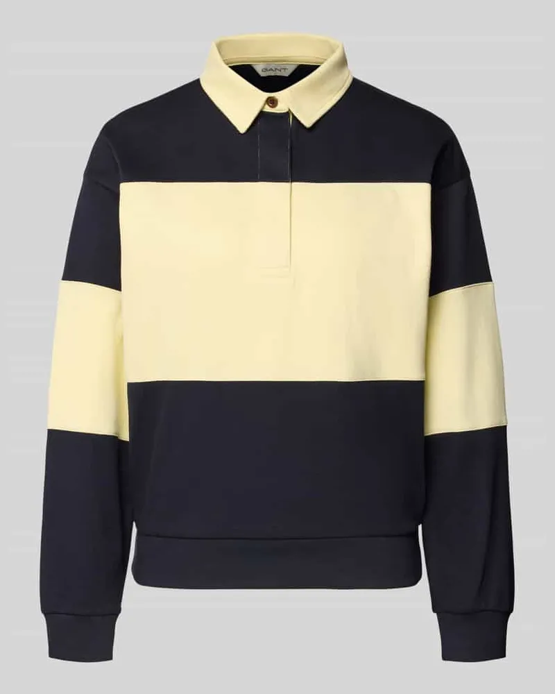 Gant Sweatshirt mit Polokragen und Label-Stitching Marine