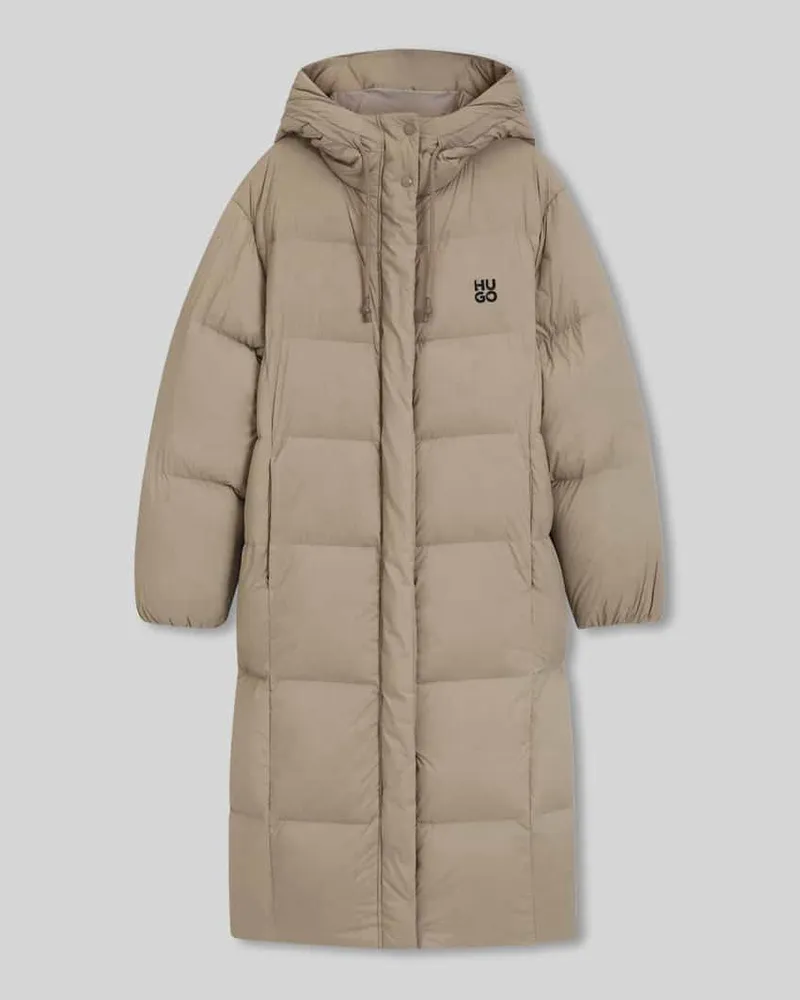 HUGO BOSS Regular Fit Daunenmantel mit Label Print Modell 'FINI-3 Sand