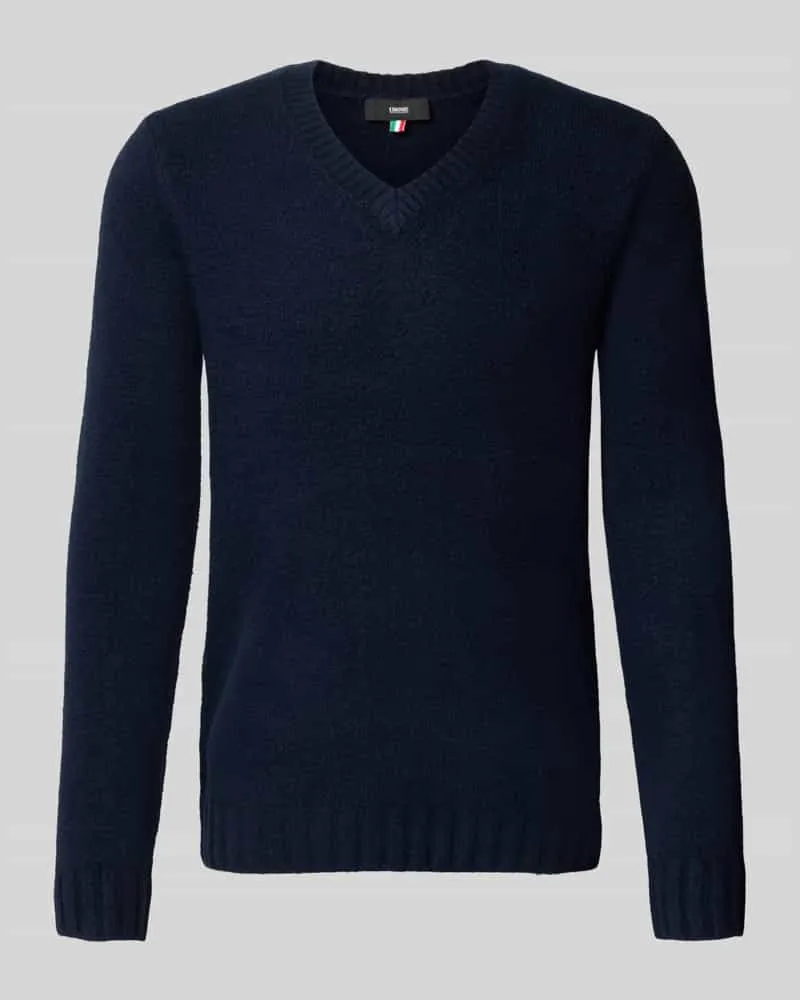 cinque Strickpullover mit V-Ausschnitt Modell 'UPO Dunkelblau