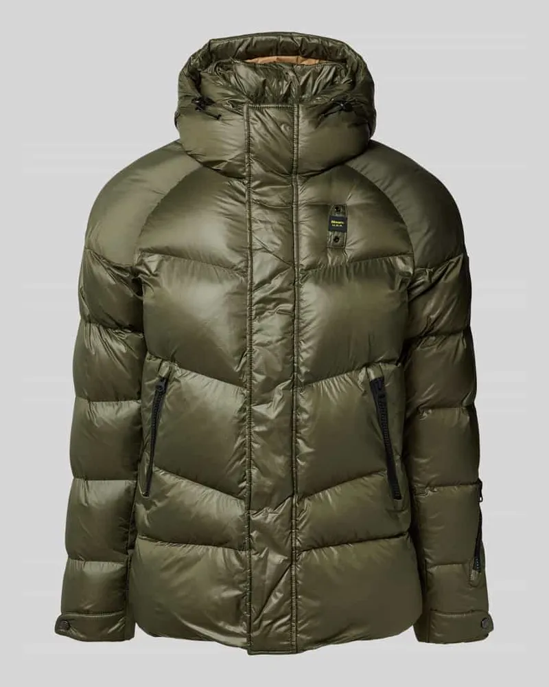 Blauer Steppjacke mit Label-Patch Modell 'CROWN Oliv
