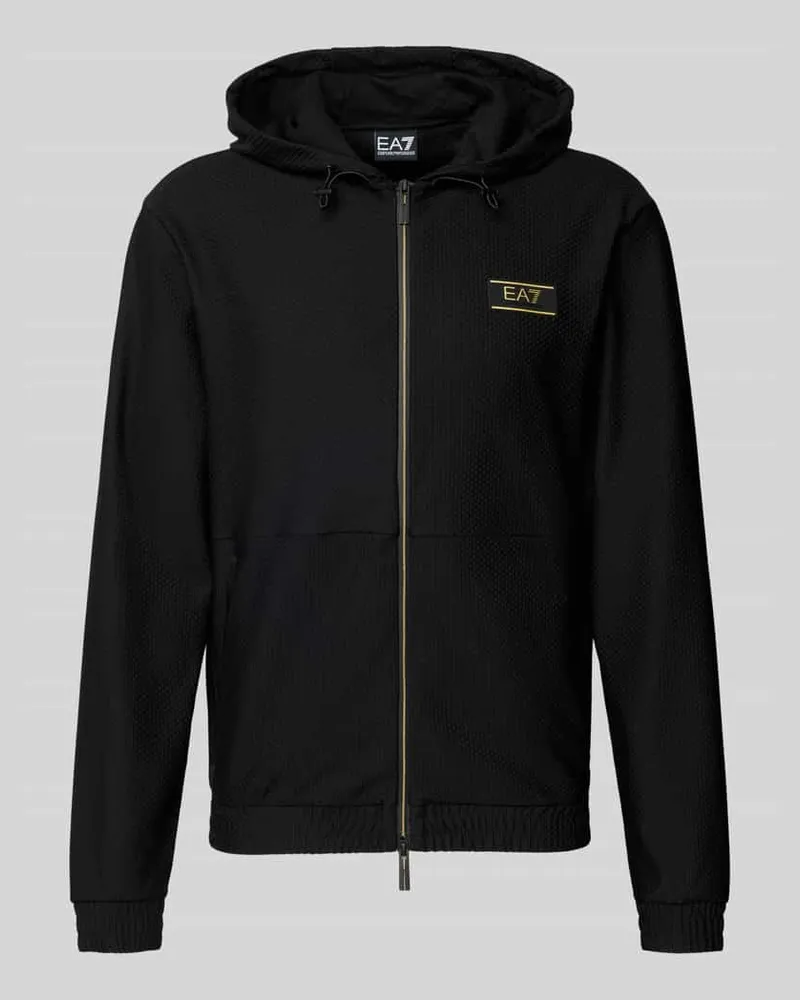 EA7 Regular Fit Sweatjacke mit Logo-Patch Black