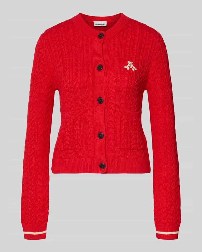 Armedangels Slim Fit Sweatjacke aus reiner Baumwolle Modell 'JULIAANAS CABLE Hellrot