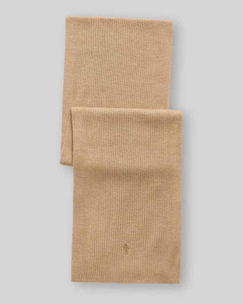 Ralph Lauren Schal aus reiner Wolle mit Logo-Stitching Camel