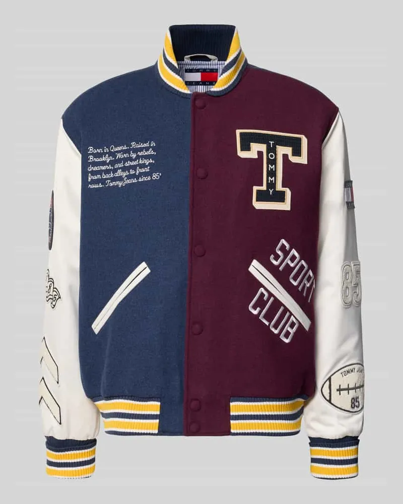 Tommy Hilfiger Regular Fit Bomberjacke aus Woll-Mix Modell 'LETTERMAN Dunkelblau