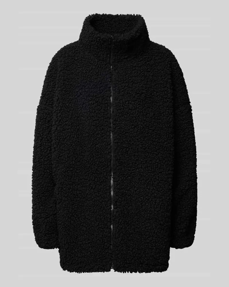 Karo Kauer Jacke aus Teddyfell mit Stehkragen Black