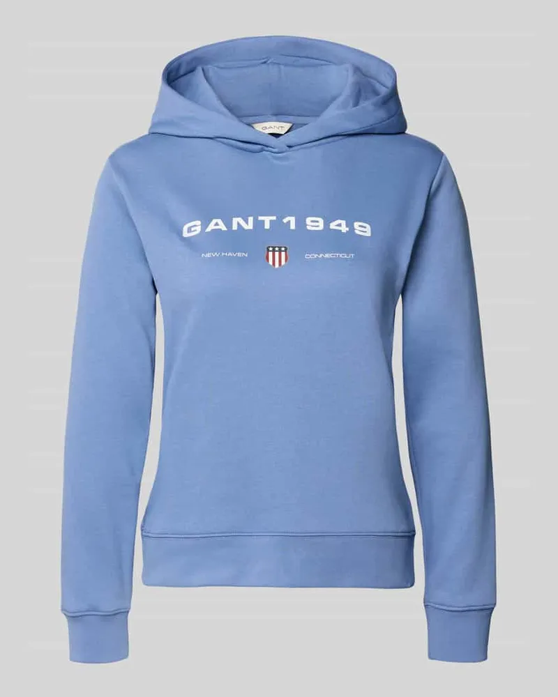 Gant Regular Fit Hoodie mit Label-Print Hellblau