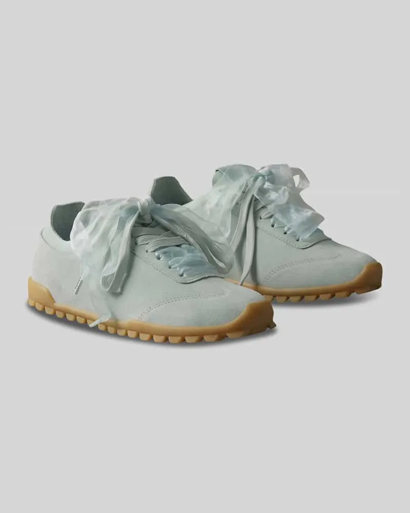 Calvin Klein Sneaker aus Veloursleder mit zwei Schnürsenkeln Hellblau