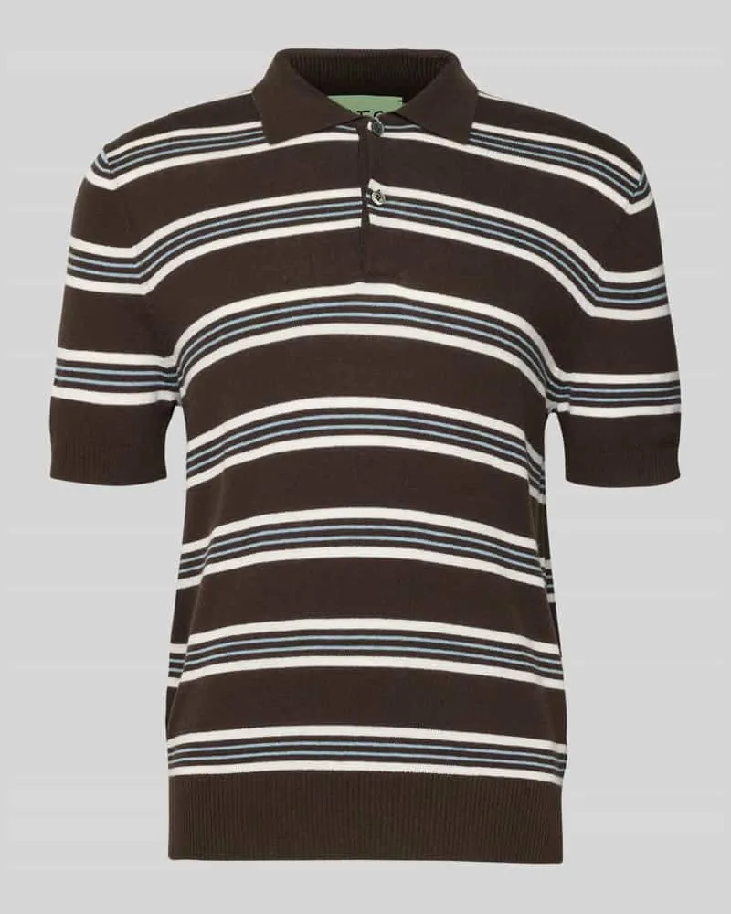 FTC Cashmere Poloshirt aus Baumwoll-Lyocell-Mix mit Kaschmir-Anteil mit gerippten Abschlüssen Dunkelbraun