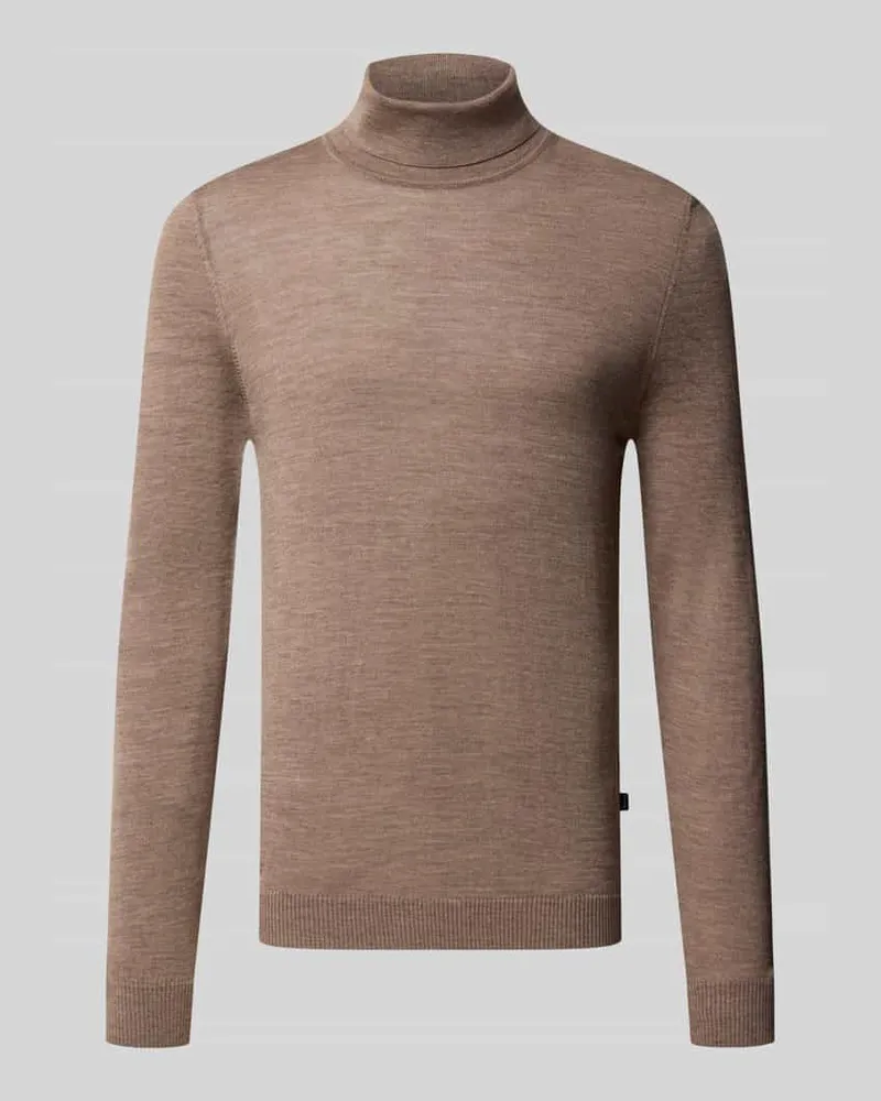 Maerz Rollkragenpullover aus reiner Wolle Mittelbraun