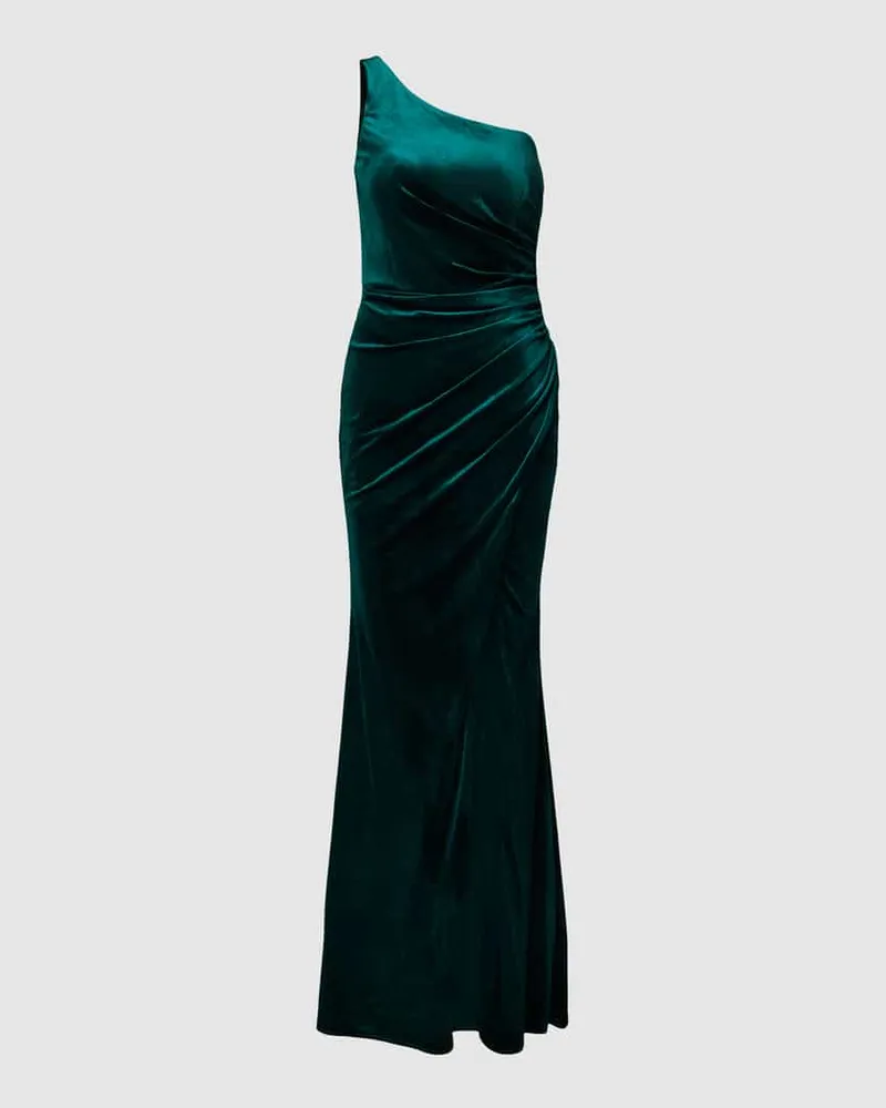 LUXUAR Abendkleid mit One-Shoulder-Träger Gruen