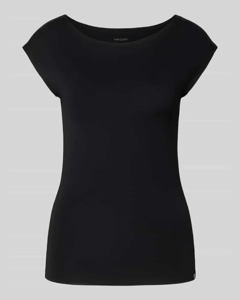 Marc Cain T-Shirt mit U-Boot-Ausschnitt und Label-Detail Black