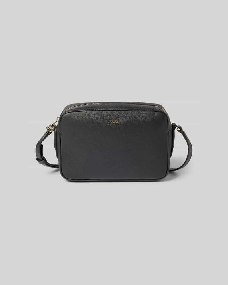 HUGO BOSS Umhängetasche aus genarbtem Rindsleder Black