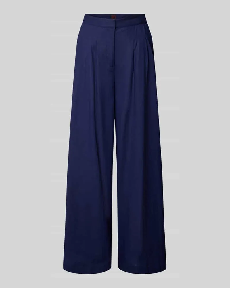 Stefanel Wide Fit Stoffhose aus Leinen-Viskose-Mix mit gelegten Falten Marine