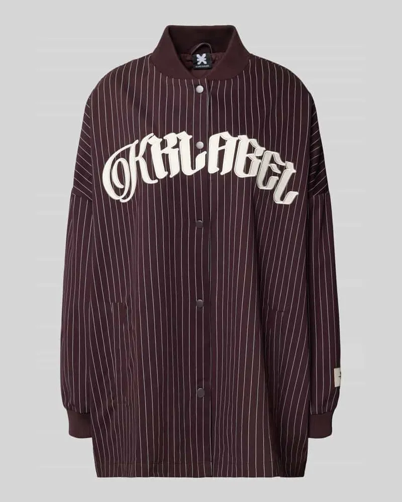 Karo Kauer Oversized Hemdjacke mit Label-Stitching Pflaume