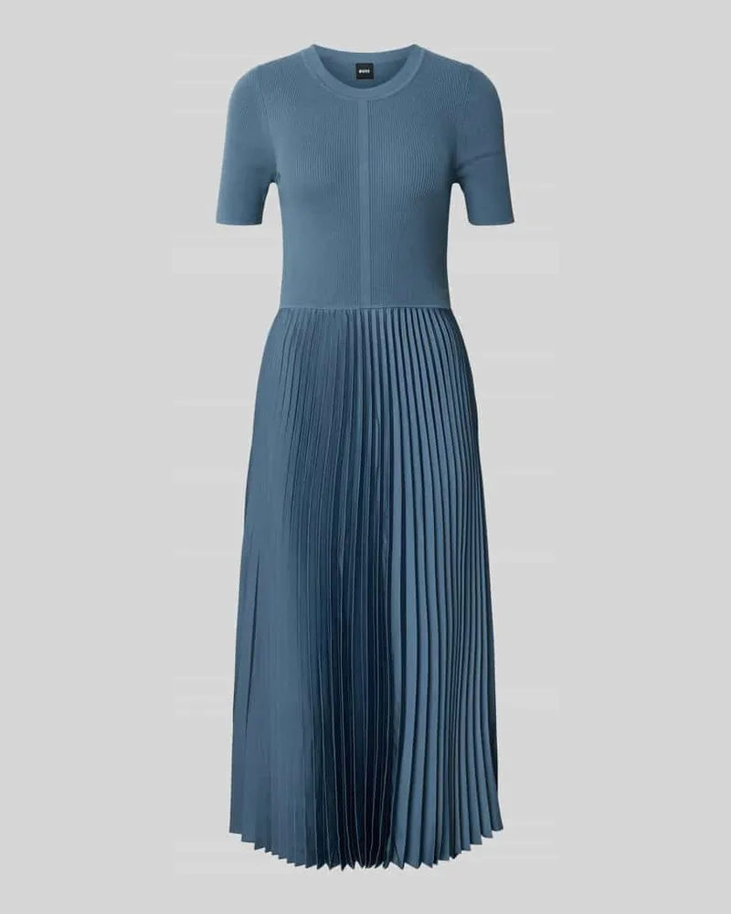 HUGO BOSS Figurbetontes Midikleid aus Viskose-Mix Modell 'FADRIDI Rauchblau