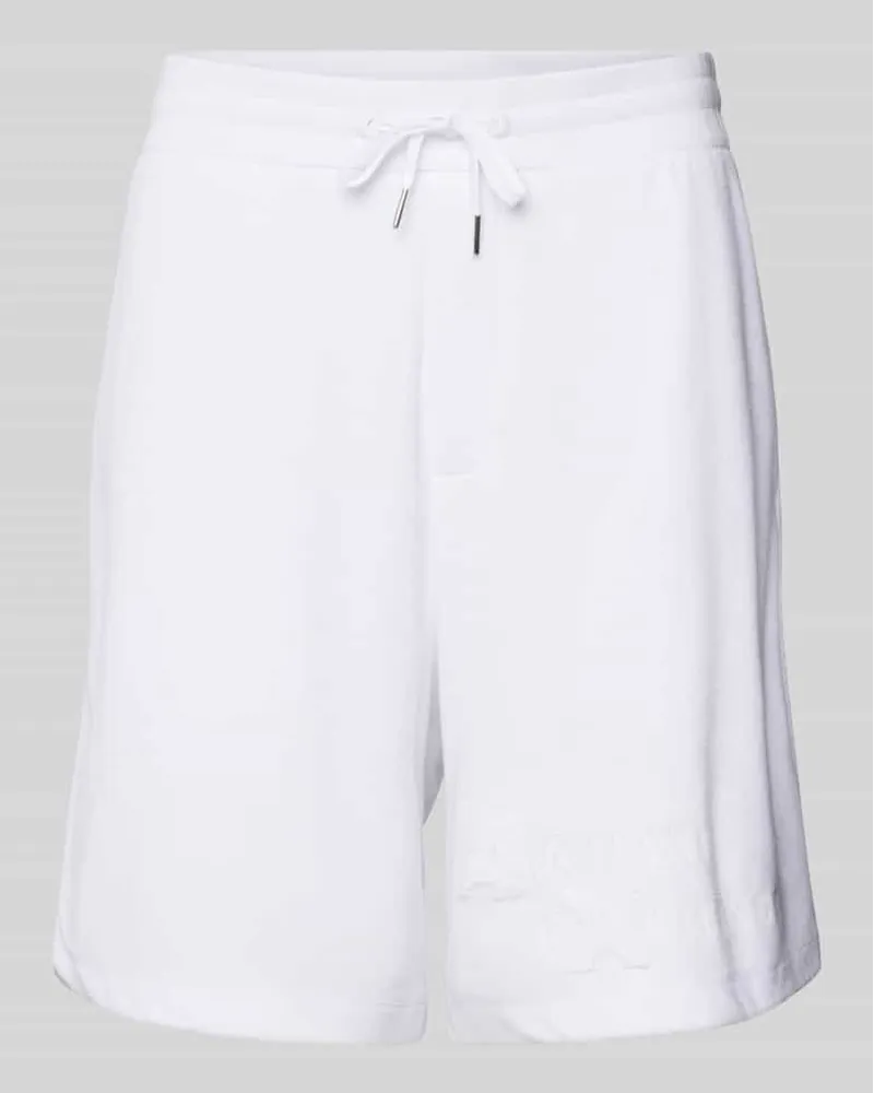 Armani Exchange Regular Fit Sweatshorts mit Label-Print Weiss