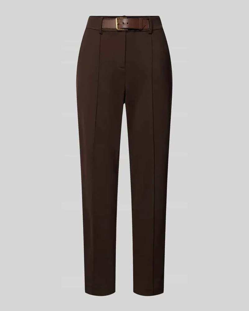 Ralph Lauren Regular Fit Stoffhose mit fixierten Bügelfalten Modell 'SANNA Dunkelbraun
