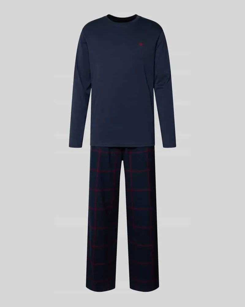 Emporio Armani Relaxed Fit Pyjama mit Logo-Stitching Modell 'Long Marine