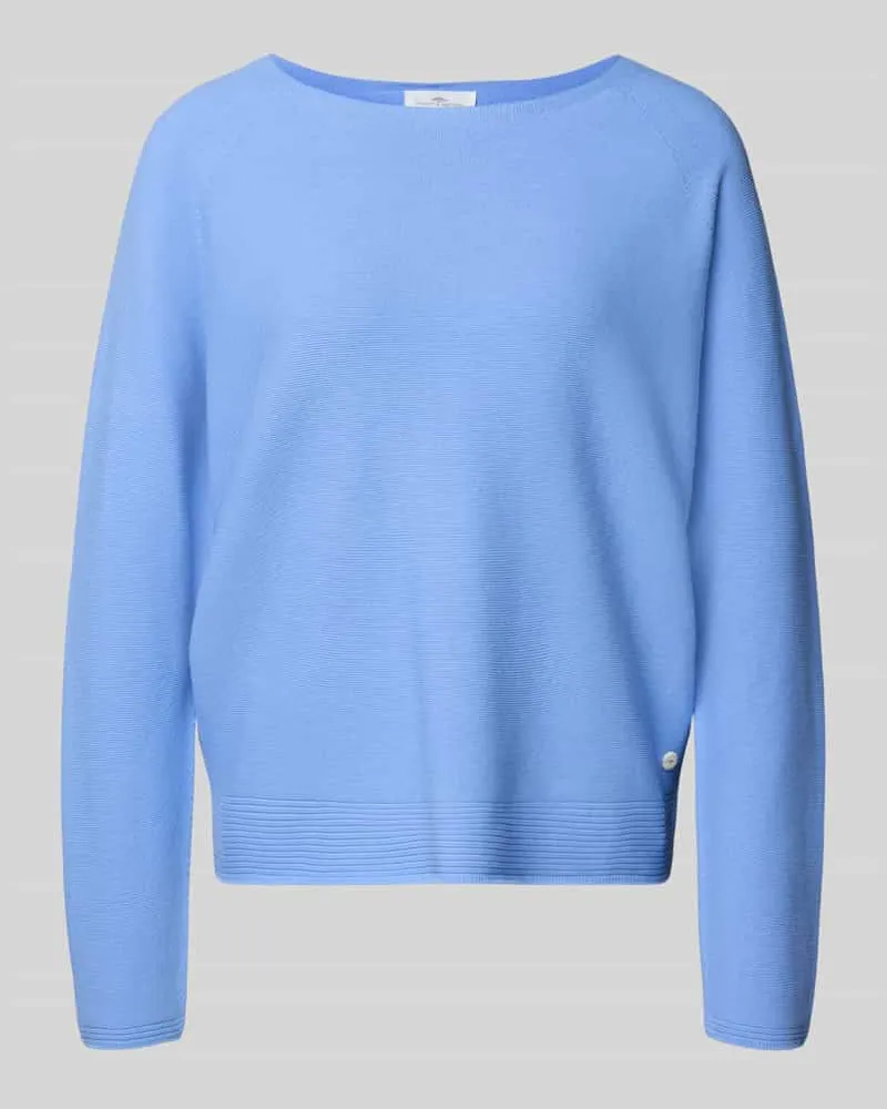 Fynch-Hatton Strickpullover mit Rundhalsausschnitt und Label-Detail Hellblau
