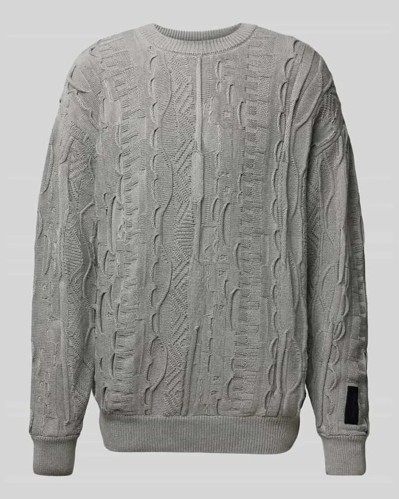 Carlo Colucci Strickpullover mit Label-Badge Hellgrau