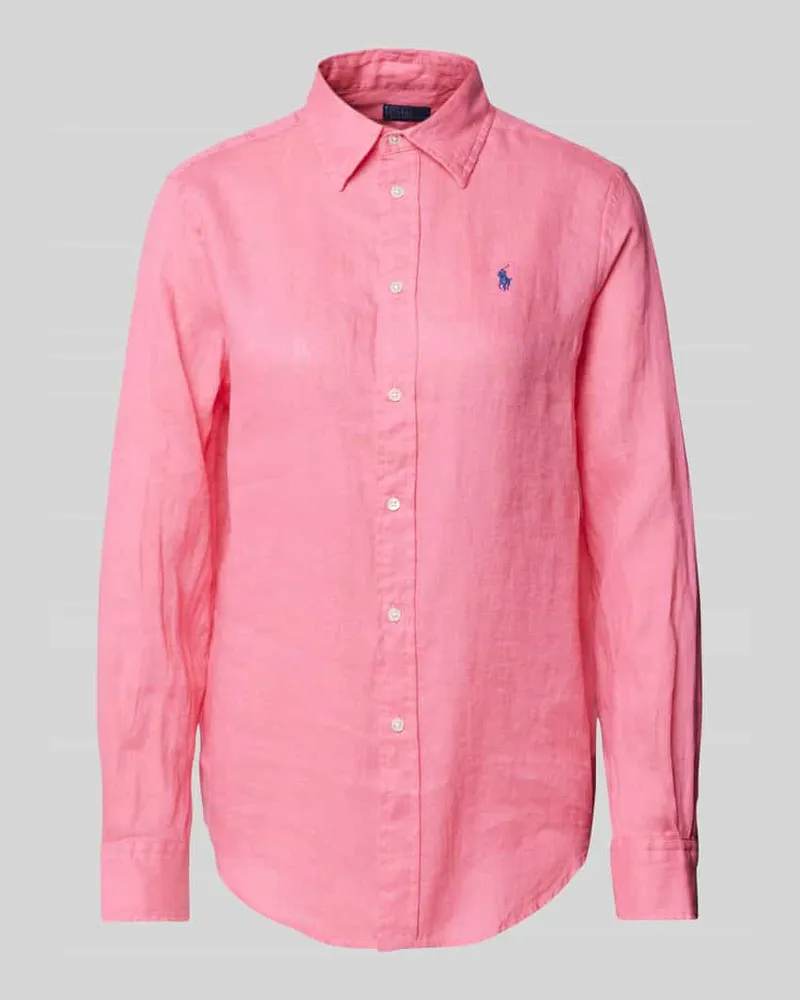 Ralph Lauren Loose Fit Hemdbluse aus reinem Leinen Fuchsia